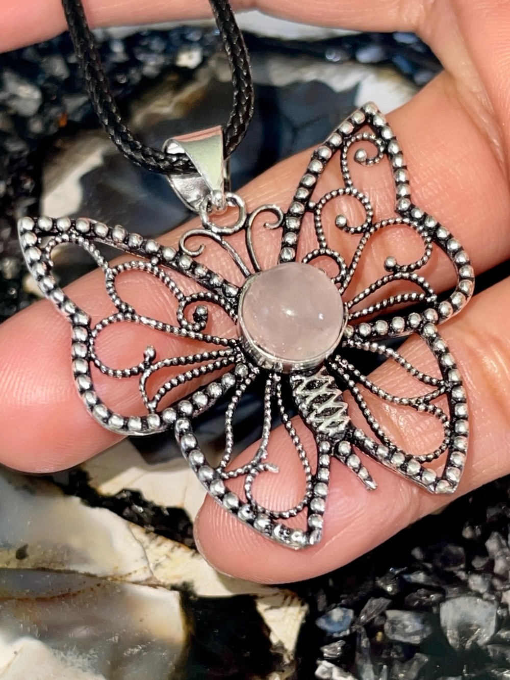 Lightweight Rose Quartz “Stone of Pure Love” Pendant 1 7/8”